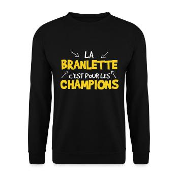 La branlette c'est pour les champions / Flemme - Sweat-shirt Unisexe - noir - Devant - Alina (178cm) & Michal (187cm)