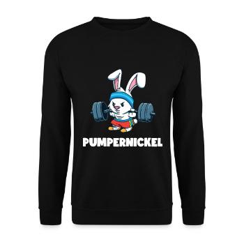 Pumpernickel Workout Kaninchen Fitness Gym - Unisex Pullover - Schwarz - Vorne - Alina (178cm) & Michal (187cm)