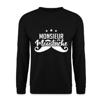 Monsieur Moustache - Sweat-shirt Unisexe - noir - Devant - Alina (178cm) & Michal (187cm)