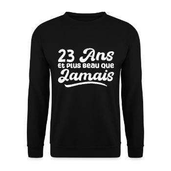 20 Ans Et Plus Beau Que Jamais, Anniversaire Homme - Sweat-shirt Unisexe - noir - Devant - Alina (178cm) & Michal (187cm)