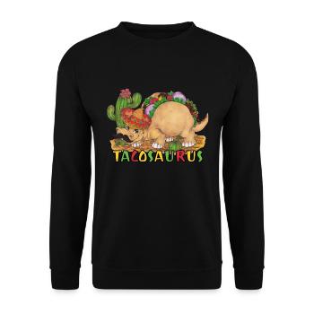 TacoSaurus Dinosaurier als Taco mit Hut und Bart - Unisex Pullover - Schwarz - Vorne - Alina (178cm) & Michal (187cm)