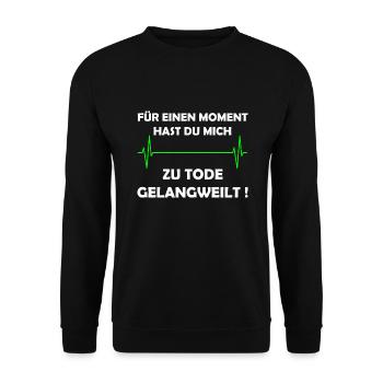 EKG Zu Tode Gelangweilt - Unisex Pullover - Schwarz - Vorne - Alina (178cm) & Michal (187cm)