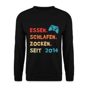 Jahrgang 2014 8 Geburtstag Geschenkidee für Gamer - Unisex Pullover - Schwarz - Vorne - Alina (178cm) & Michal (187cm)