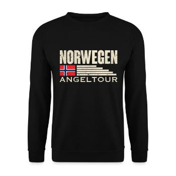 Norwegen Angeltour Angeln Angler Fischen - Unisex Pullover - Schwarz - Vorne - Alina (178cm) & Michal (187cm)
