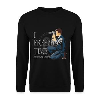 Lustiger Spruch Fotografen Fotografie Fotograf - Unisex Pullover - Schwarz - Vorne - Alina (178cm) & Michal (187cm)