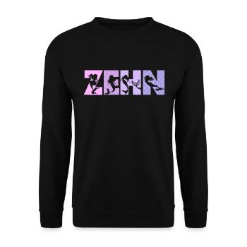 Geburtstag Mädchen 10 Jahre alt Nixe Meerjungfrau - Unisex Pullover - Schwarz - Vorne - Alina (178cm) & Michal (187cm)
