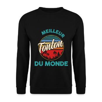 Meilleur Tonton du monde Citation Cadeau Homme - Sweat-shirt Unisexe - noir - Devant - Alina (178cm) & Michal (187cm)