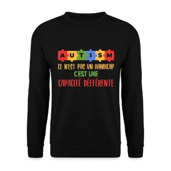 Autisme, Je porte bleu - Sweat-shirt Unisexe - noir - Devant - Alina (178cm) & Michal (187cm)