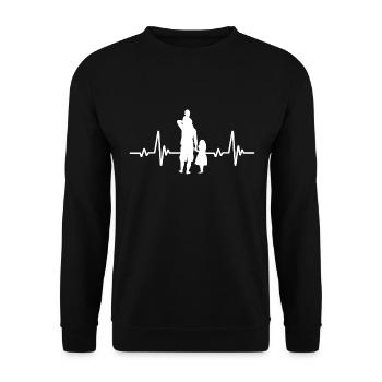 Papa et Fils Battement Coeur Humour Papa - Sweat-shirt Unisexe - noir - Devant - Alina (178cm) & Michal (187cm)