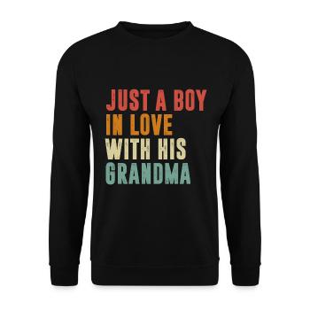 Love With His Grandma Retro Mom Mother's Day - Unisex Sweatshirt - black - Front - Alina (178cm) & Michal (187cm)