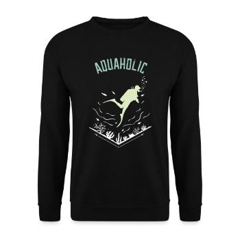 Aquaholic Shirt · Taucher Sport · Wasser Geschenk - Unisex Pullover - Schwarz - Vorne - Alina (178cm) & Michal (187cm)