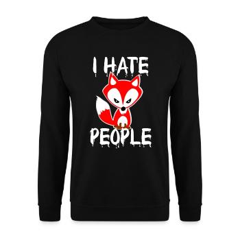 I hate people fox Halloween blutig - Unisex Pullover - Schwarz - Vorne - Alina (178cm) & Michal (187cm)