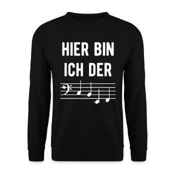 Bassschlüssel Bassist Musiker Noten Bass Chef - Unisex Pullover - Schwarz - Vorne - Alina (178cm) & Michal (187cm)