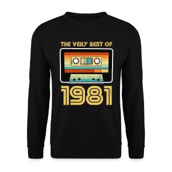 Jahrgang 1981 Retro Geburtstag Kassette - Unisex Pullover - Schwarz - Vorne - Alina (178cm) & Michal (187cm)