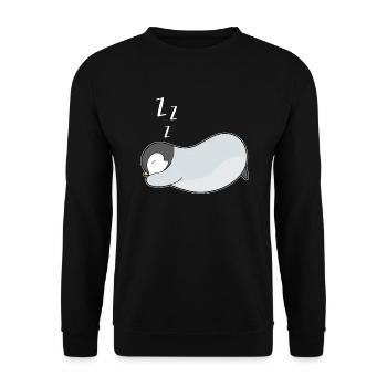 Pinguin schlafen Kaiserpinguin müde - Unisex Pullover - Schwarz - Vorne - Alina (178cm) & Michal (187cm)