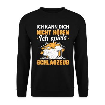 Schlagzeuger Drummer Schlagzeug spielen - Unisex Pullover - Schwarz - Vorne - Alina (178cm) & Michal (187cm)