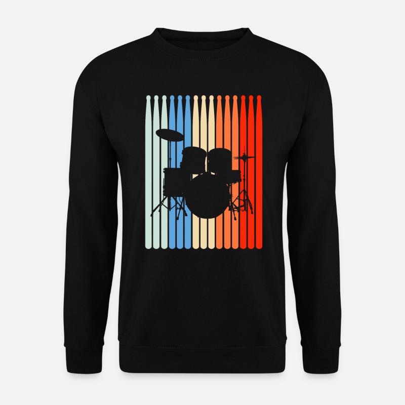 Drums Retro Drumset Drumsticks - Unisex Sweatshirt - black