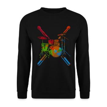Schlagzeug Drumset Schlagzeuger Drums - Unisex Pullover - Schwarz - Vorne - Alina (178cm) & Michal (187cm)