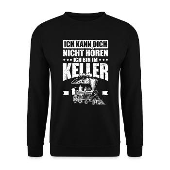 Eisenbahn Keller Dampflok Modellbahn - Unisex Pullover - Schwarz - Vorne - Alina (178cm) & Michal (187cm)