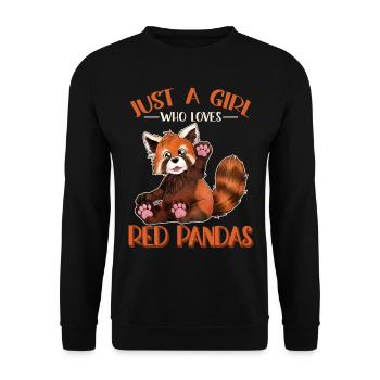 Just a Girl who loves Red Pandas niedlicher Panda - Unisex Pullover - Schwarz - Vorne - Alina (178cm) & Michal (187cm)