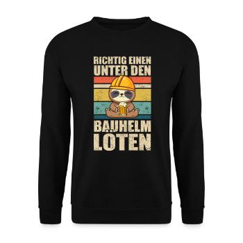 Bier Faultier Baustelle Vatertag Biertrinker - Unisex Pullover - Schwarz - Vorne - Alina (178cm) & Michal (187cm)
