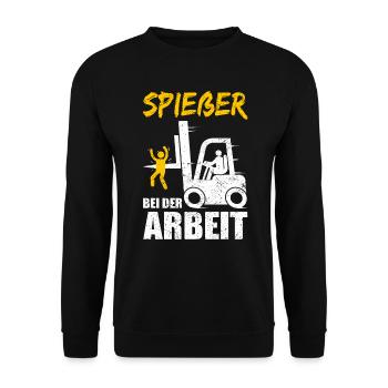 Staplerfahrer Spießer Gabelstapler Lustig - Unisex Pullover - Schwarz - Vorne - Alina (178cm) & Michal (187cm)
