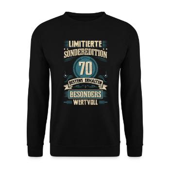 70e anniversaire né en 1952 Soixante-dix - Sweat-shirt Unisexe - noir - Devant - Alina (178cm) & Michal (187cm)
