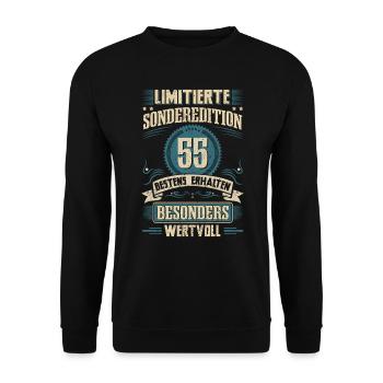 55th birthday born in 1967 Fifty-five - Unisex Sweatshirt - black - Front - Alina (178cm) & Michal (187cm)