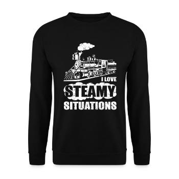 Drôle de locomotive à vapeur et de modélisme ferroviaire - Sweat-shirt Unisexe - noir - Devant - Alina (178cm) & Michal (187cm)