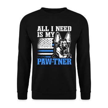 Polizist Polizeihund - Unisex Pullover - Schwarz - Vorne - Alina (178cm) & Michal (187cm)