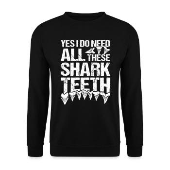 Shark Teeth Fossil Collector Shark Tooth - Unisex Sweatshirt - black - Front - Alina (178cm) & Michal (187cm)