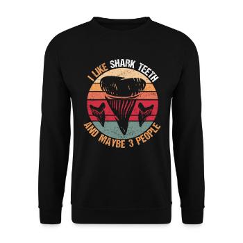 Shark Teeth Fossil Collector Shark Tooth - Unisex Sweatshirt - black - Front - Alina (178cm) & Michal (187cm)