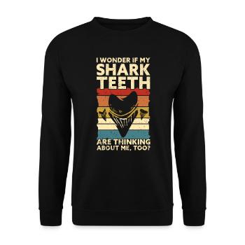 Shark Teeth Fossil Collector Shark Tooth - Unisex Sweatshirt - black - Front - Alina (178cm) & Michal (187cm)