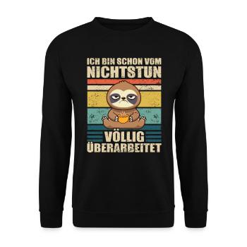Faultier Arbeitskollege Bürohumor - Unisex Pullover - Schwarz - Vorne - Alina (178cm) & Michal (187cm)