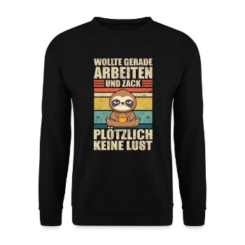 Faultier Lustig Arbeiten Kollege - Unisex Pullover - Schwarz - Vorne - Alina (178cm) & Michal (187cm)