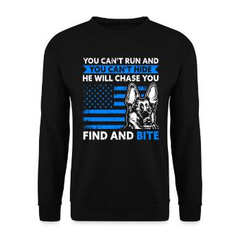 Polizei Schäferhund Polizeihund - Unisex Pullover - Schwarz - Vorne - Alina (178cm) & Michal (187cm)