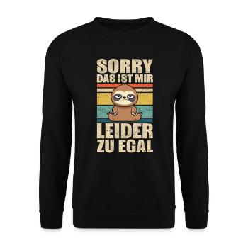 Faultier Gleichgültigkeit Leider Zu Egal - Unisex Pullover - Schwarz - Vorne - Alina (178cm) & Michal (187cm)