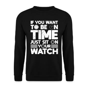 Watch Collector Lustig Watch Collection Time - Unisex Sweatshirt - black - Front - Alina (178cm) & Michal (187cm)