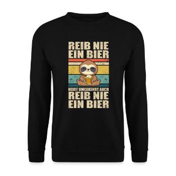 Biertrinker Faultier Reib nie ein Bier - Unisex Pullover - Schwarz - Vorne - Alina (178cm) & Michal (187cm)