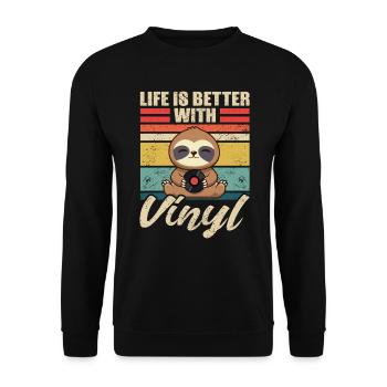 Disques Collector Vinyl Sloth - Sweat-shirt Unisexe - noir - Devant - Alina (178cm) & Michal (187cm)