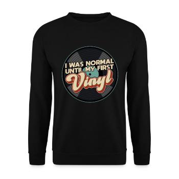 Schallplatte Retro Vinyl Analog - Unisex Pullover - Schwarz - Vorne - Alina (178cm) & Michal (187cm)