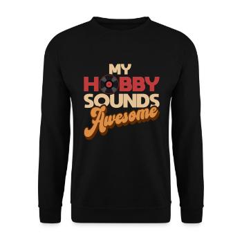 Retro Vinyl Schallplatte Analog - Unisex Pullover - Schwarz - Vorne - Alina (178cm) & Michal (187cm)