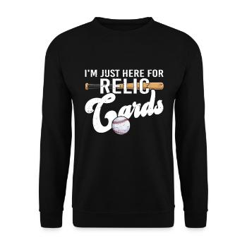 Retro Baseball Karten Sammelkarten - Unisex Pullover - Schwarz - Vorne - Alina (178cm) & Michal (187cm)