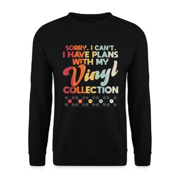 Schallplatte Retro Vinyl Sammlung - Unisex Pullover - Schwarz - Vorne - Alina (178cm) & Michal (187cm)