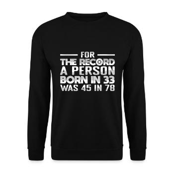 Vinyl Sammler Schallplatten Lustig - Unisex Pullover - Schwarz - Vorne - Alina (178cm) & Michal (187cm)