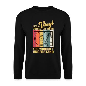 Vinyl Retro Schallplatten Sammler - Unisex Pullover - Schwarz - Vorne - Alina (178cm) & Michal (187cm)