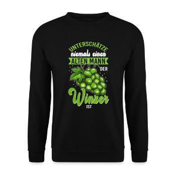 Winzer Alter Mann Weinberg Weinbau - Unisex Pullover - Schwarz - Vorne - Alina (178cm) & Michal (187cm)