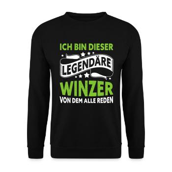 Winzer Legende Weinlese Weinbau - Unisex Pullover - Schwarz - Vorne - Alina (178cm) & Michal (187cm)