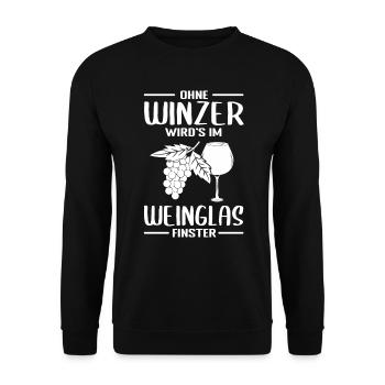 Winzer Weinglas Weinlese Weinbau - Unisex Pullover - Schwarz - Vorne - Alina (178cm) & Michal (187cm)