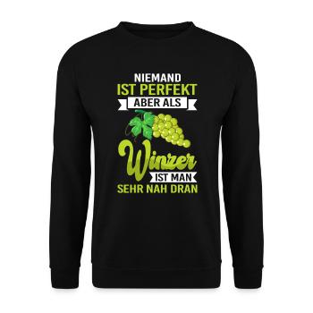 Perfekter Winzer Weinlese Weinbau - Unisex Pullover - Schwarz - Vorne - Alina (178cm) & Michal (187cm)